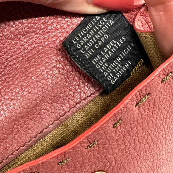 FENDI RARE METALLIC PINK SELLERIA  LEATHER COMPACT WALLET - Picture 15 of 15